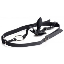 Harness with cock ring and butt plug