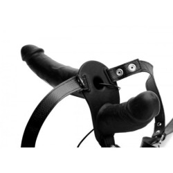 Vibratore con doppia imbracatura Power Pegger - Nero