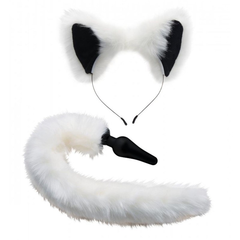 Set di Orecchie e Coda di Volpe Bianco