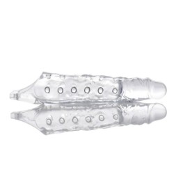 Capa para pénis alongadora com protuberâncias - Transparente