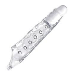 Funda para pene alargadora con protuberancias - Transparente