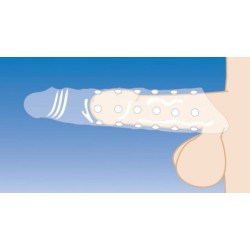 Capa para pénis alongadora com protuberâncias - Transparente