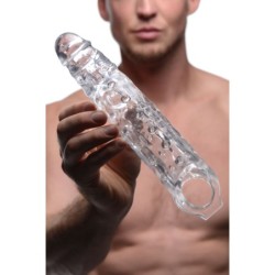 Capa para pénis alongadora com protuberâncias - Transparente