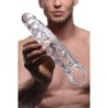Capa para pénis alongadora com protuberâncias - Transparente