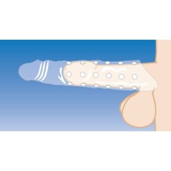 Manșon pentru penis cu protuberanțe pentru alungire - Culoare piele deschisă
