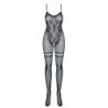 Ciorapi compleți fără întrepicioare cu design de body și portjartier S/M/L