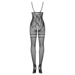 Ciorapi compleți fără întrepicioare cu design de body și portjartier S/M/L